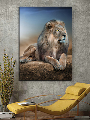 A-25 ציור של אריה על ההר על קנבס או זכוכית