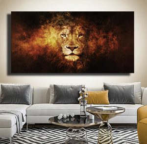 A-27 ציור ייחודי של אריה בלהבות