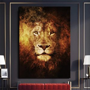 A-28 ציור מיוחד של אריה בגוונים חמים