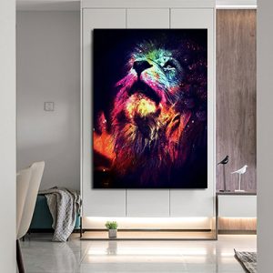 A-31 ציור גרפיטי מודרני וצבעוני של אריה