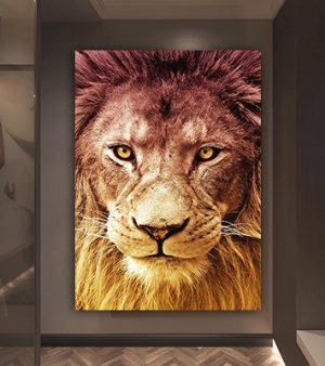 A-33 תמונת פני אריה צבעונית על קנבס או זכוכית