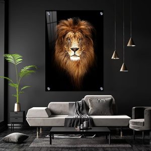 A-35 ציור דיוקן של אריה על רקע שחור