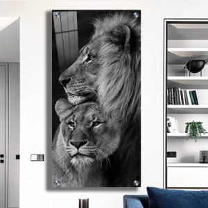 A-43 תמונה מיוחדת בשחור לבן של אריה ולביאה