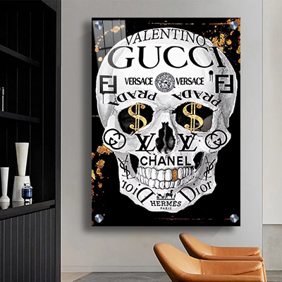 LF-51 תמונה מיוחדת של גולגולת מותגים על קנבס או זכוכית