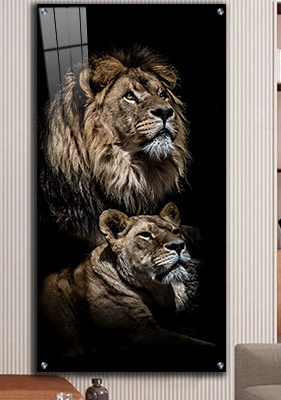 A-50 תמונה מיוחדת של אריה ולביאה לסלון או חדר שינה
