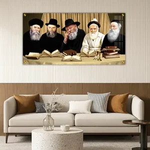 942 – תמונה פנורמית של אדמורי חב"ד והרבי על קנבס או זכוכית