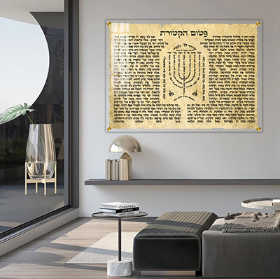 ברכת פטום הקטורת עם למנצח בצורת מנורה על רקע קלף