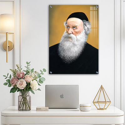ציור של בעל התניא רבי שניאור זלמן מלאדי על זכוכית