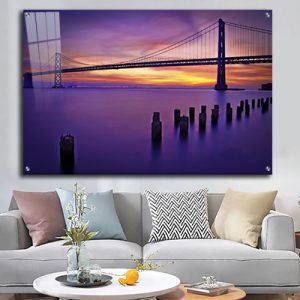US-13 – תמונה של גשר סן פרנסיסקו בשקיעה להדפסה על קנבס או זכוכית