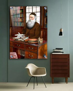 398 – ציור מיוחד של האדמו ר הזקן – רבי שניאור זלמן מלאדי יושב בחדר ולומד תורה