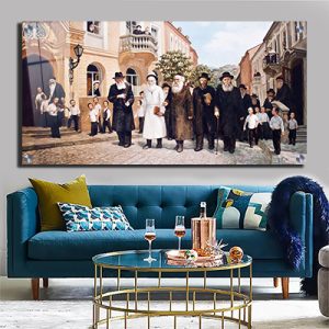 371 – ציור פנורמי של שושלת אדמורי חב"ד בעיירה עם הרבי מלובביץ'