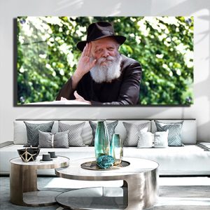 429 – תמונה מלבנית של הרבי מליובאוויטש מצדיע על רקע עצים בירוק