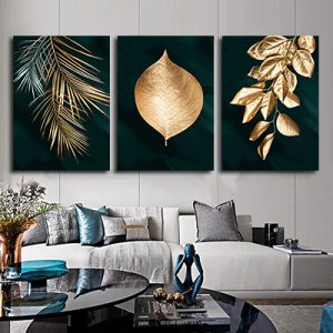 P-6 סט שלוש תמונות מיוחדות עלים בזהב