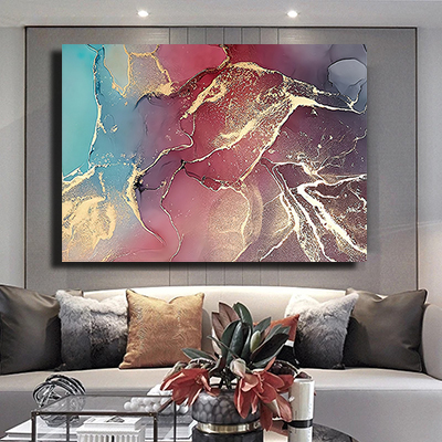 AB-25 תמונת אבסטרקט מודרנית וצבעונית עם נגיעות זהב