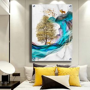 A-28 תמונה של איילים ועצים מוזהבים לסלון או חדר שינה