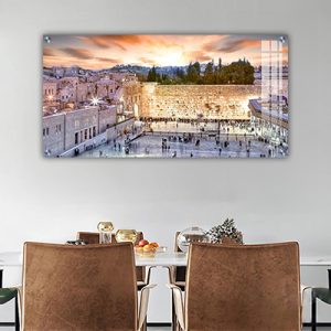 8502 – תמונה מדהימה של הכותל המערבי בשקיעה מרהיבה על קנבס או זכוכית