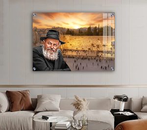 850 – תמונה של הרבי מליובאוויטש על רקע הכותל בשקיעה