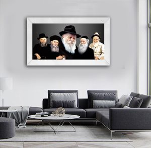 347 – תמונה מלבנית של שושלת אדמורי חב"ד עם הרבי מליובאוויטש על קנבס או זכוכית