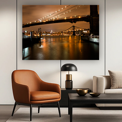 US-20 גשר ברוקלין וגשר מנהטן מוארים בלילה