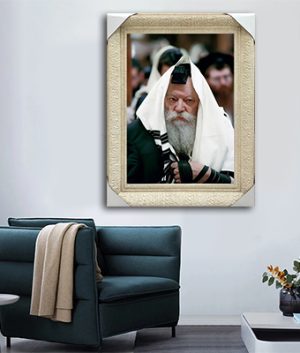 546 – תמונה של הרבי מליובאוויטש עם טלית ותפילין להדפסה על קנבס או זכוכית