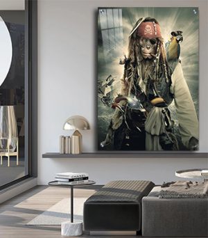 A-509 תמונה של קוף פיראט שודדי הקאריביים להדפסה על קנבס או זכוכית מחוסמת