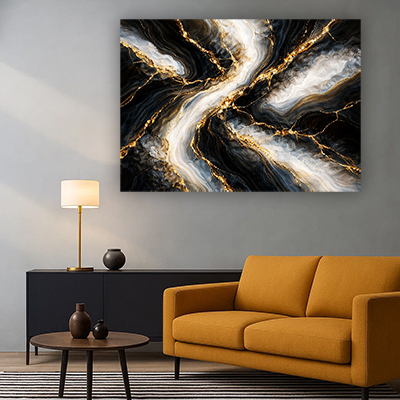 AB-45 תמונת אבסטרקט מיוחדת בסגנון דמוי שיש עם נגיעות זהב