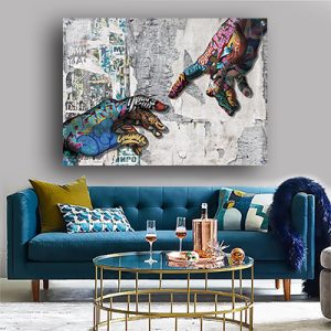 LF-67 תמונת גרפיטי מעוצבת לסלון או חדר שינה של זוג ידיים על זכוכית או קנבס