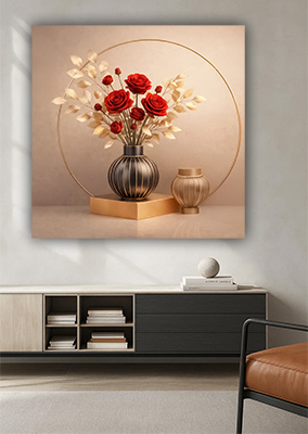 FL-13 תמונה מרובעת של פרחים לבית