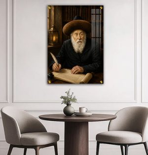 5697 – ציור של הצדיק משטפנשט – הרב אברהם מתתיהו פרידמן על קנבס או זכוכית