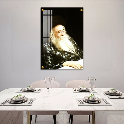 דיוקן של האדמו"ר מצאנז הרב יקותיאל יהודה הלברשטאם על קנבס או זכוכית