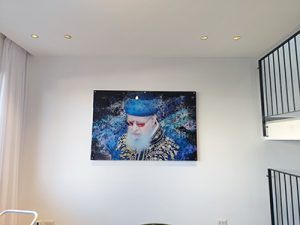 1590-ציור גרפיטי מודרני של הרב עובדיה יוסף על קנבס או זכוכית מחוסמת