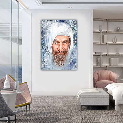 ציור פופ ארט של בבא סאלי - רבי ישראל אבוחצירא על זכוכית או קנבס
