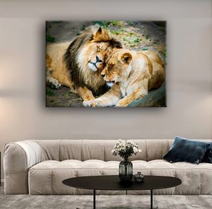 A-87 תמונה מיוחדת של אריה ולביאה לסלון או חדר שינה