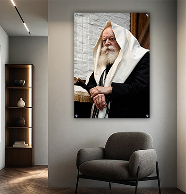 תמונה של הרבי מליובאוויטש עם טלית