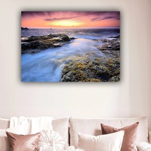 V-10 תמונת נוף בשקיעה על קנבס או זכוכית מחוסמת