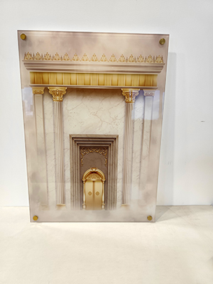 8004 – ציור של מבנה בית המקדש בלבן וזהב על קנבס או זכוכית