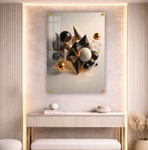 AB-98 תמונת אבסטרקט תלת מימד על זכוכית מחוסמת או קנבס