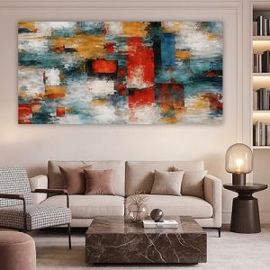 AB-128 ציור אבסטרקט יוקרתי על זכוכית מחוסמת או קנבס