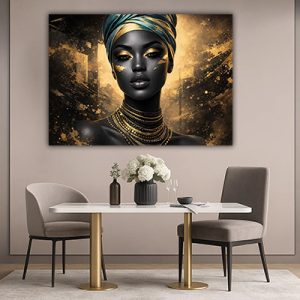 W-12 –  תמונה מודרנית של אישה בזהב להדפסה על קנבס או זכוכית