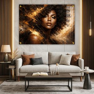 W-25 –  תמונה מודרנית של אישה בזהב להדפסה על קנבס או זכוכית מחוסמת