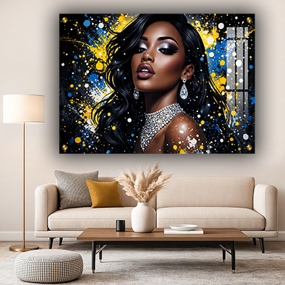 W-3 - תמונת גרפיטי צבעונית של אישה להדפסה על קנבס או זכוכית מחוסמת