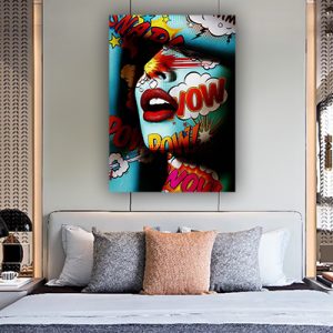 W-5 – ציור גרפיטי צבעוני של אישה להדפסה על קנבס או זכוכית מחוסמת