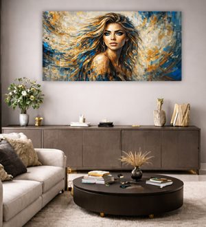 W-7 – ציור פנורמי של אישה לסלון או חדר שינה על קנבס או זכוכית