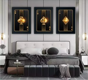 P-90 סט 3 יוקרתי של קלפים בזהב על קנבס או זכוכית