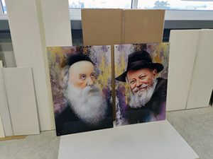 17715 – סט ציורים של הרבי והאדמ"ור הזקן על קנבס או זכוכית מחוסמת