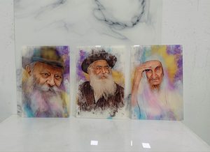 17702 – סט 3 תמונות גרפיטי של רבנים על קנבס או זכוכית
