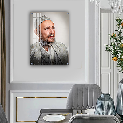 5566- - ציור של הרב דב קוק מטבריה על קנבס או זכוכית