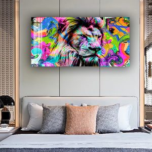 A-159 תמונה צבעונית של אריה לסלון או חדר שינה על קנבס או זכוכית