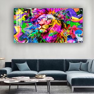 A-160 תמונה צבעונית של אריה לסלון או חדר שינה על קנבס או זכוכית