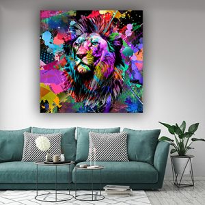 A-161 ציור גרפיטי של פני אריה צבעוני להדפסה על קנבס או זכוכית